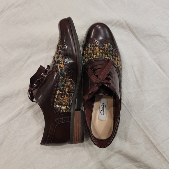 Clarks Narrative Hamble Oak Brogues Wing Tip Burgundy Shoes - Sz 9 - Picture 3 of 12